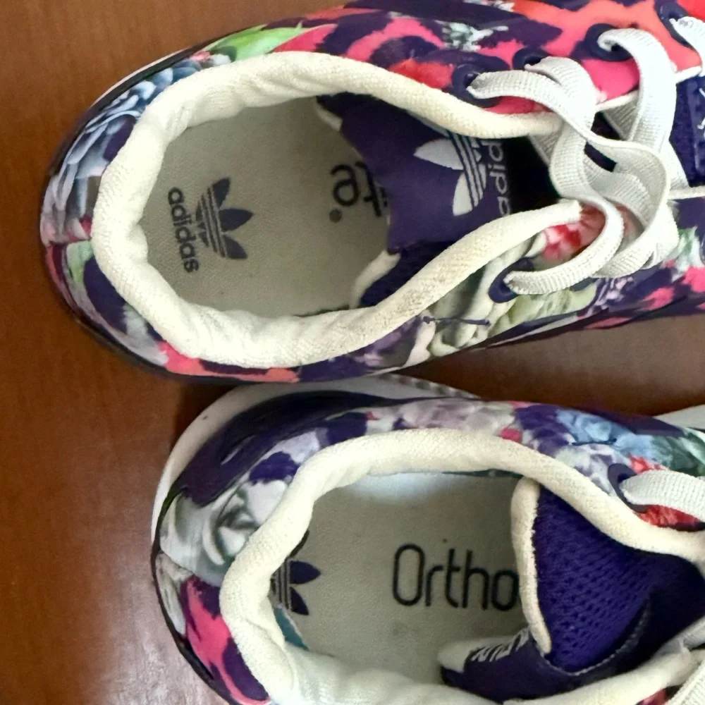 Adidas Torsion ZX Flux Ortholite Kids Floral Sneakers Purple and Pink Size 8K